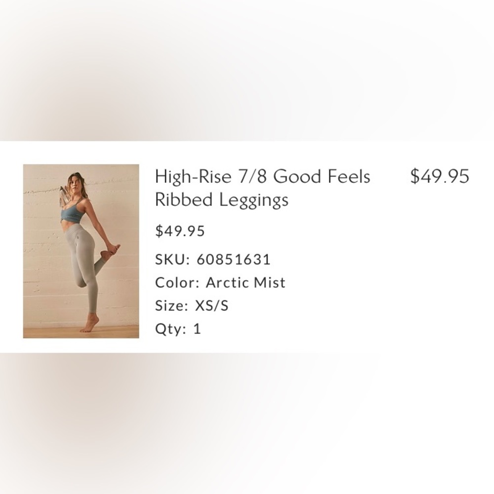 Free People High-Rise 7/8 Good Feels Ribbed Leggings. XS. Excellent Condition.